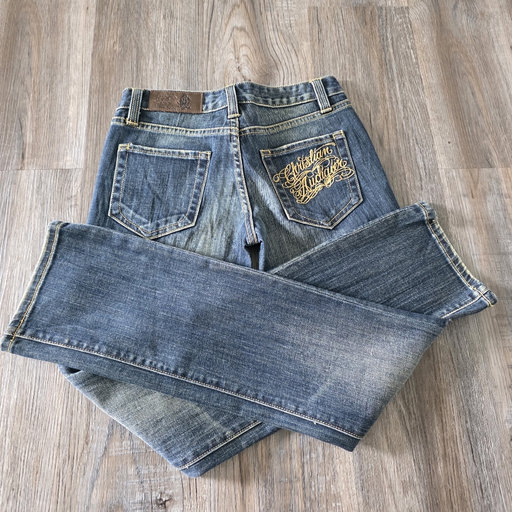 Rare Vintage Christian Audigier Women's Straight  Denim Jeans  Size 27/24